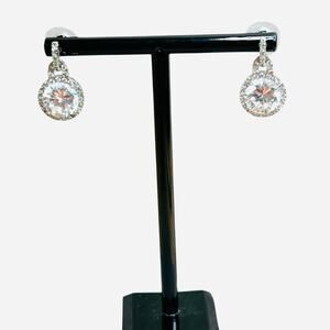 Sparkly Faceted Round Mini Door Knocker Silver Tone Earrings